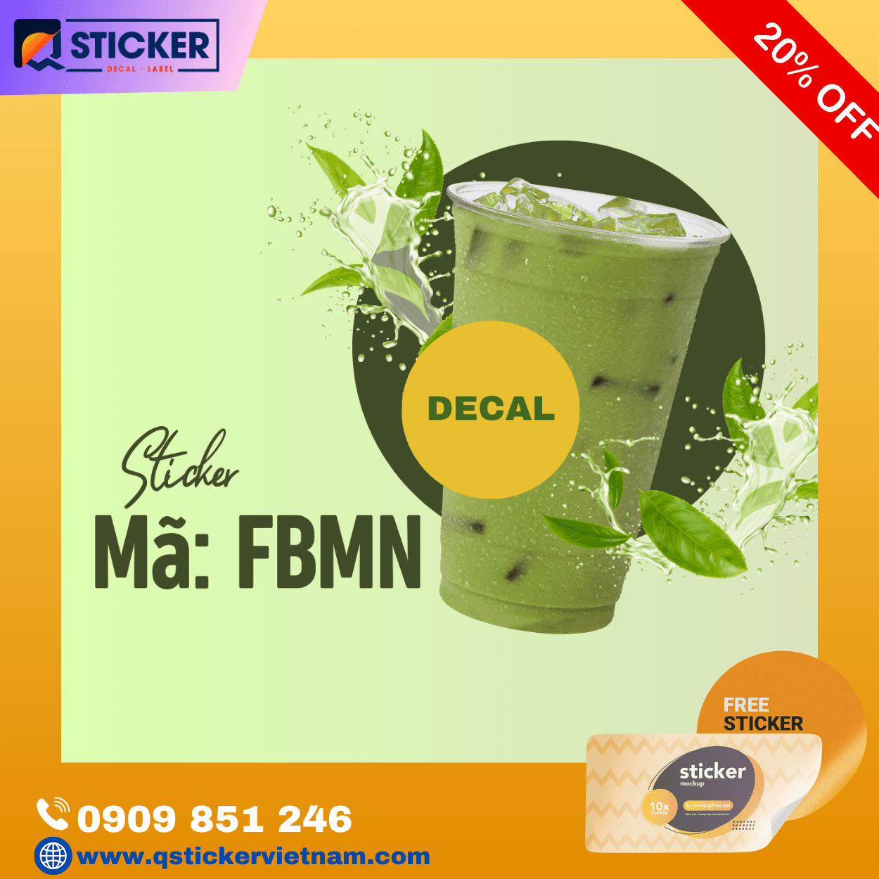 Các mẫu tem fnb matcha