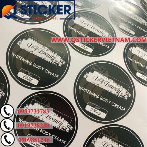 Tem dán hộp kem body beauty