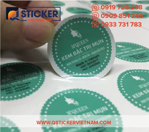 Tem dán hộp trị mụn